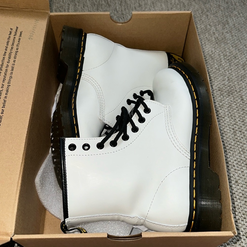 Womens Dr. Martens 1460 8-Eye Patent Boot - White